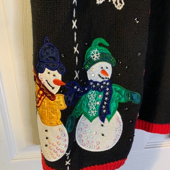 Vintage Women's Holiday Snowman Sweater Cardigan Size 1X Office Party Casual - Picture 4 of 9